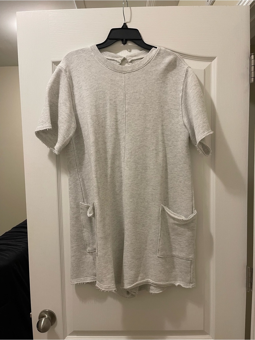 American Eagle Saltwash Relaxed T-Shirt Romper in heather gray